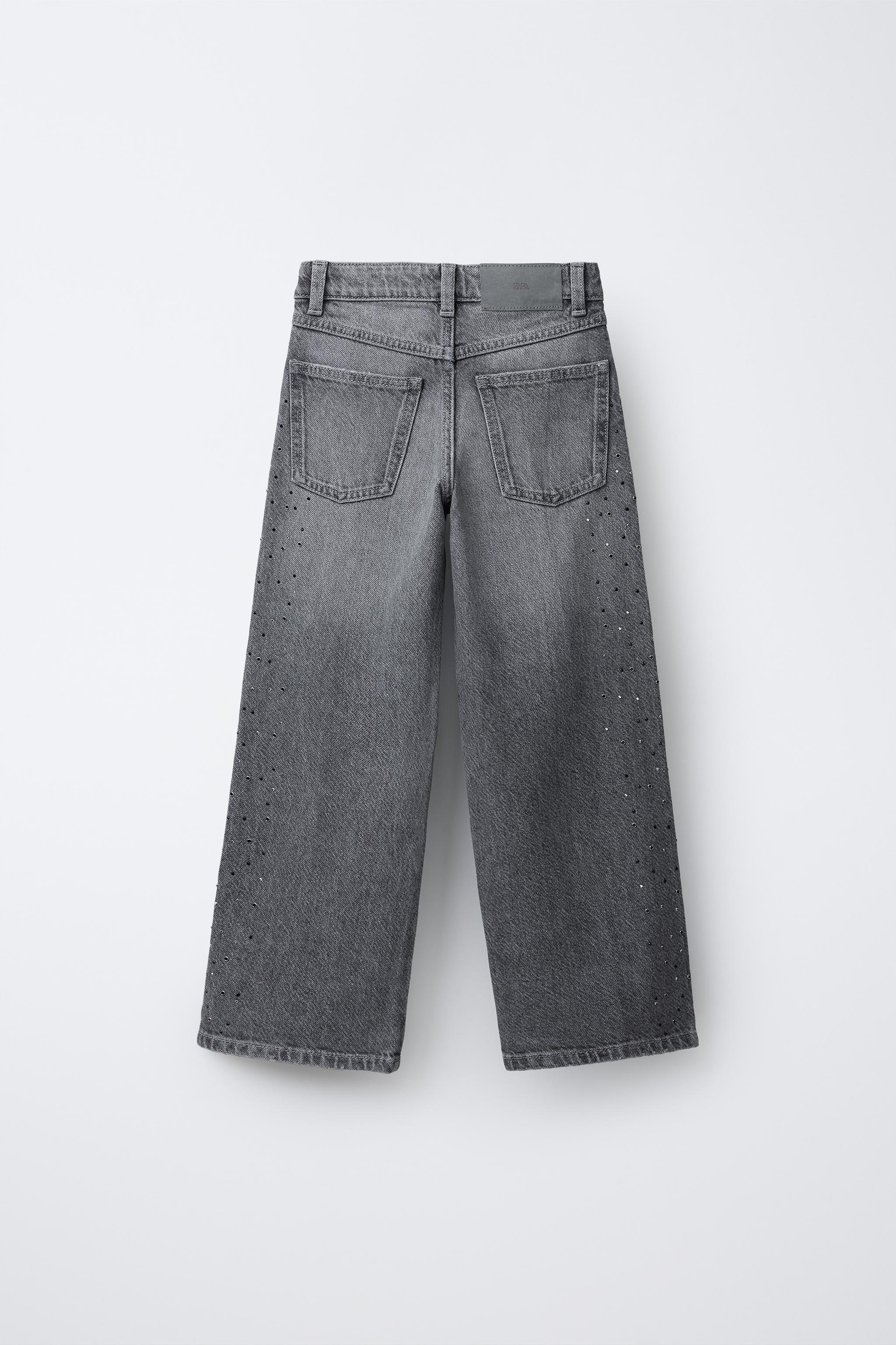 RHINESTONE WIDE LEG JEANS